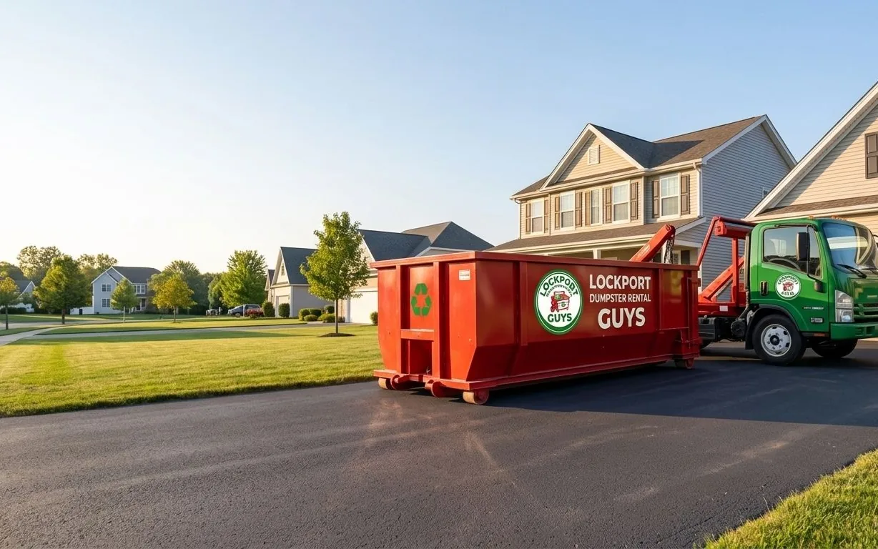 Clean roll-off dumpster delivered to a Lockport home